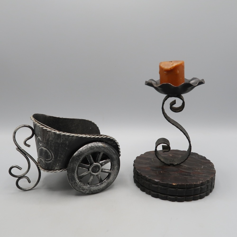 Vintage Spanish Hand Carved Wood Metal Candle‎ Sconce Made In Spain